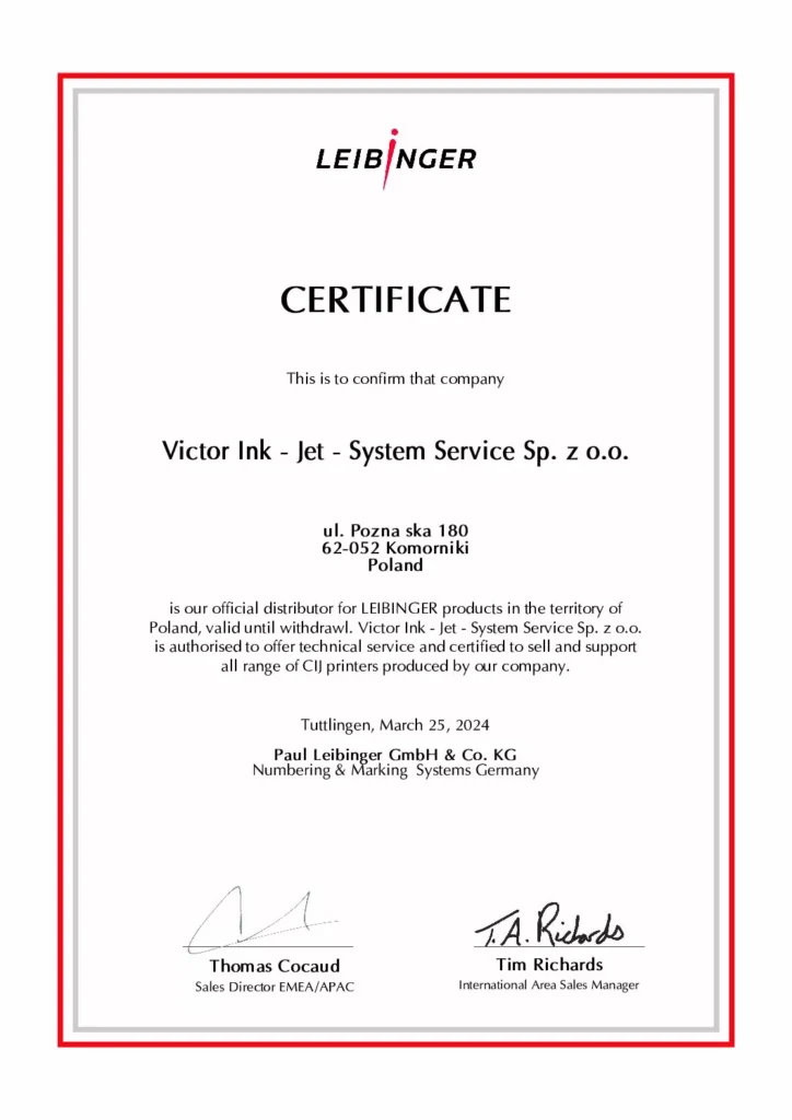 Victor Ink-Jet System Service